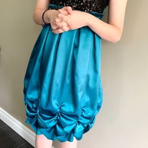 BOBOYUKA - BLACK+TEAL color prom dress